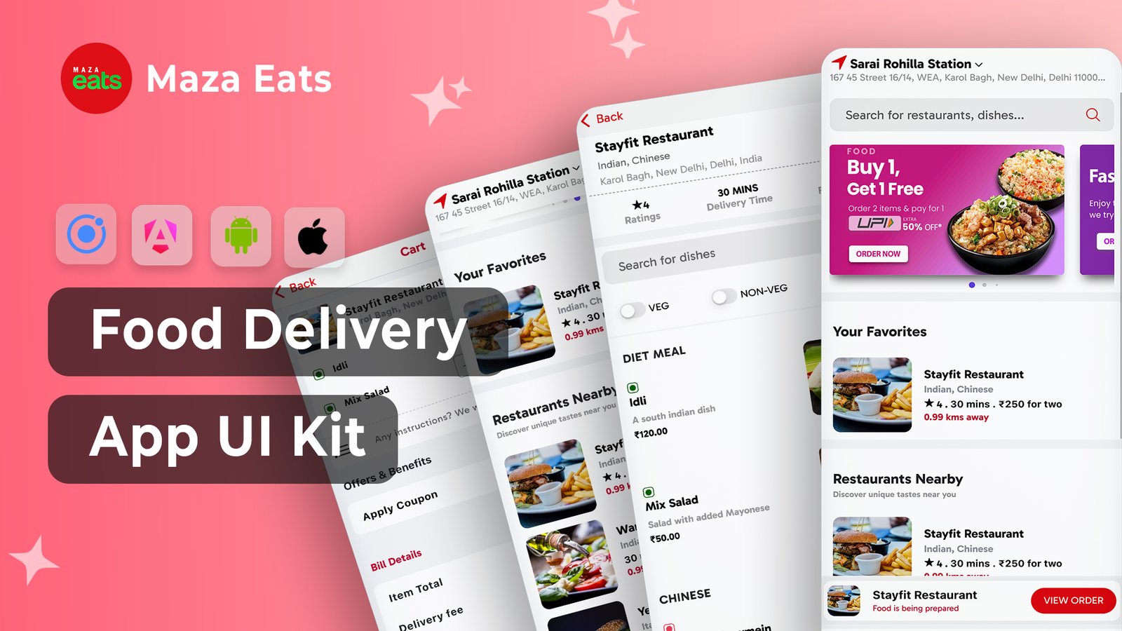 Ionic 8+ Customer Food Delivery App UI Template